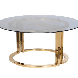 47ED-GDCT002 Стол журнальный GardaDecor темн.стекло/зол d100*45