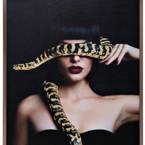 89VOR-GIRL/SNAKE-1 Холст "Девушка со змеей"120х80см,багет латунь, поталь
