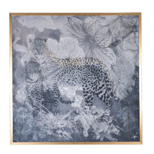 89VOR-AFRICA LEOPARD  Холст "Африка леопард" 100*100 см, багет золото, зол.поталь