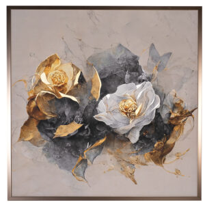 89VOR-GOLDEN ROSE Холст "Золотая роза" 100х100 см, багет пластик (латунь), золотая поталь